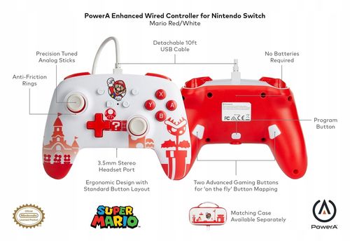 Gamepad PowerA Switch Pad Mario Red & White na Arena.pl