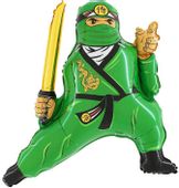 Balon foliowy Ninja zielony, 90 cm