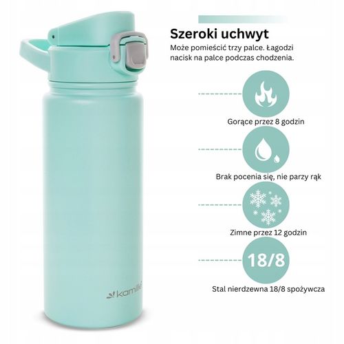 KUBEK TERMICZNY TERMOS STALOWY 100% SZCZELNY pojemny bidon KAMILLE 600 ml na Arena.pl