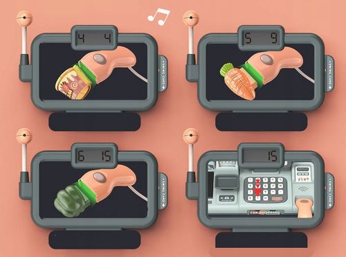 INTERAKTYWNA Kasa sklepowa fiskalna AKTYWNY SKANER waga dźwięki SKLEP na Arena.pl