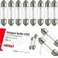 10X ŻARÓWKI C5W RURKI 31MM 12V ŻARÓWKA RURKA C10W RURKOWE DO AUTA HOMOLOGAC