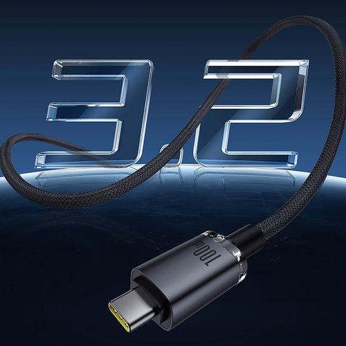 Kabel przewód Crystal Shine USB-C - USB-C USB3.2 100W 20Gbps 1.5m - czarny na Arena.pl