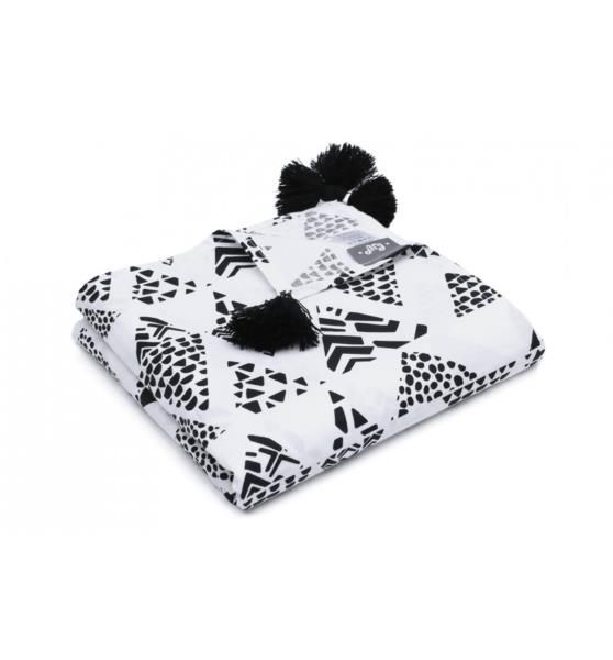 Otulacz bawełniany z pomponikami Aztecki zdjęcie 1