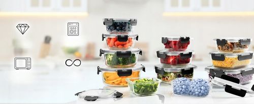 10 X LUNCHBOX SZKLANE POJEMNIKI NA ŻYWNOŚĆ USZCZELKA ŻAROODPORNE ZESTAW na Arena.pl