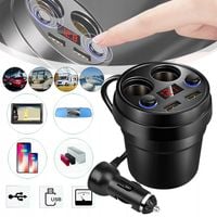 ZAPALNICZKI WIELOFUNKCYJNA, PODWÓJNA ŁADOWARKA USB 12/24V UCHWYT NA KUBEK