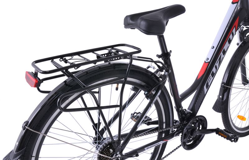 Rower trekkingowy 28 Fuzlu Escape 1.0 Lady (18") czarny/czerwony/biały mat zdjęcie 3