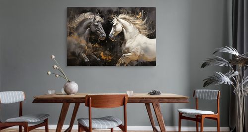 Obraz Canvas KONIE Zwierzęta Abstrakcja Elementy Złota 120cm x 80cm na Arena.pl