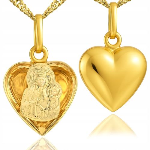 Złoty Łańcuszek Medalik Serce 585 z Grawerem Pamiątka Chrztu Świętego na Arena.pl