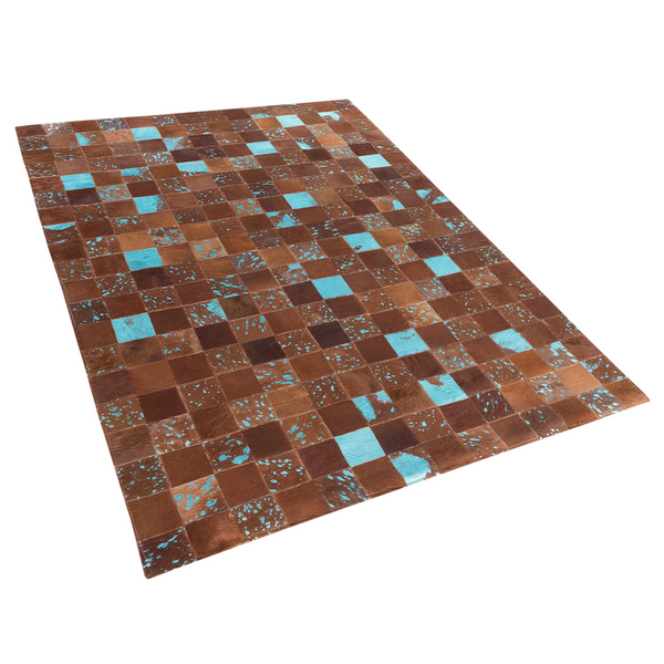 Dywan patchwork skórzany 160 x 230 cm brązowy ALIAGA zdjęcie 1