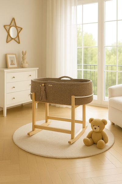 Kosz Mojżesza BOHO Handmade z kołyską - sand zdjęcie 3