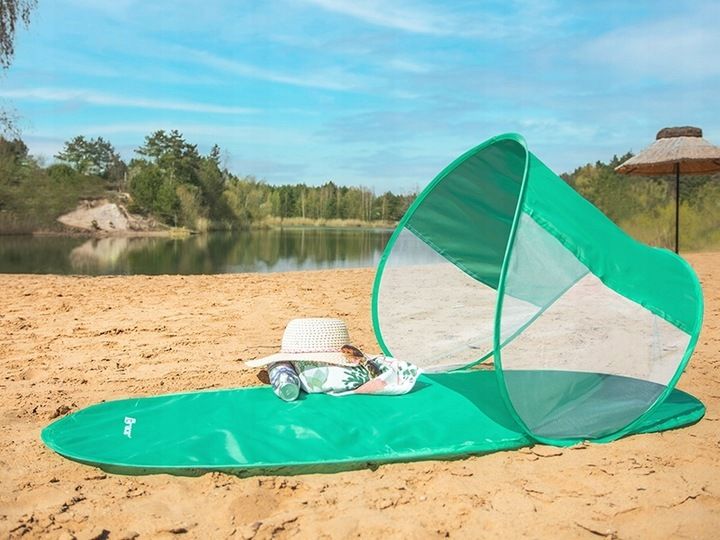 MATA PLAŻOWA Z DASZKIEM SKŁADANA 145 X 70 CM BIWAK zdjęcie 3