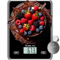 WAGA KUCHENNA ELEKTRONICZNA PRECYZYJNA LCD DOTYK CZARNA SZKLANA 5KG / 1g