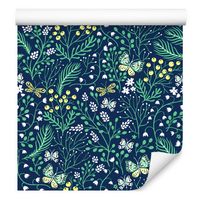 Tapeta rośliny zioła liście owoce motyle do salonu