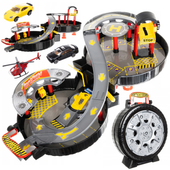 Parking garaż samochodowy zamknięty w kole walizka