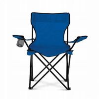 Krzesło/fotel turystyczny składany z oparciem kempingowy niebieski + torba