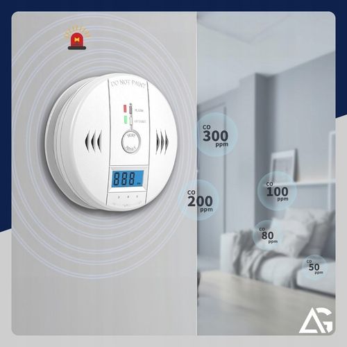 CZUJNIK CZADU GAZU WYKRYWACZ DETEKTOR TLENKU WĘGLA BEZPRZEWODOWY LCD ALARM na Arena.pl