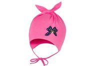 BROEL Sarita czapka wiązana dla dziewczynki wiskoza kokarda różowa 46-48