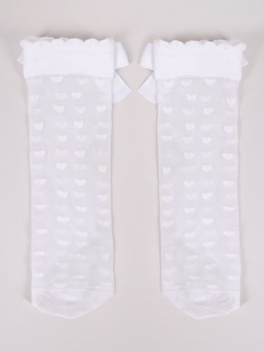 Skarpety dziewczęce rajstopowe w serca białe z kokardką 20 DEN 35-38 YOCLUB na Arena.pl