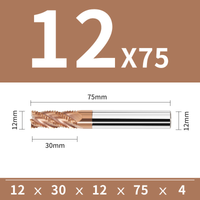 Frez trzpieniowy 4-ostrzowy VHM powłoka TiSiN "gryzak" Roz. Ø12x30x12Dx75L