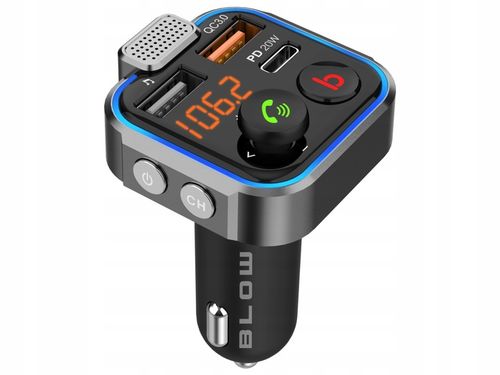 TRANSMITER BLUETOOTH 5.0 FM ŁADOWARKA USB PD 20W QC 3.0 BASS MOCNY MIKROFON na Arena.pl