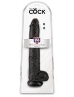 14' cock with balls black dildo z jądrami czarne 35cm king cock