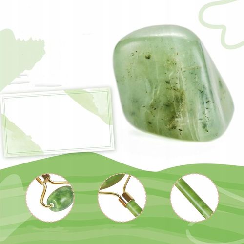 3w1 Masażer do twarzy KAMIEŃ GUA SHA z jadeitu zestaw roller wałek masażu na Arena.pl