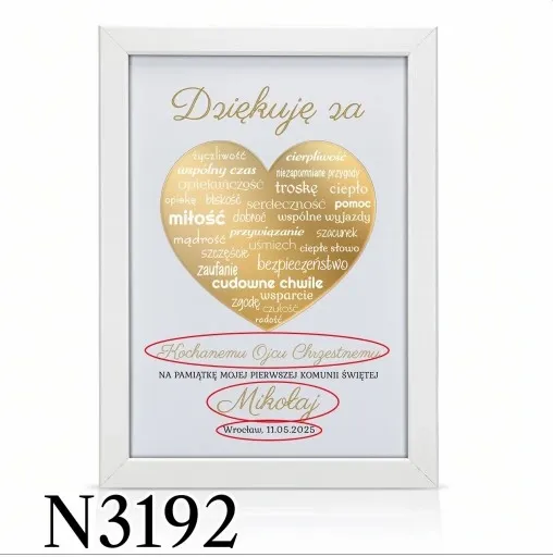Podziękowania KOMUNIA Św DLA CHRZESTNYCH RAMKA 3D DZIADKÓW PREZENT obraz zdjęcie 8