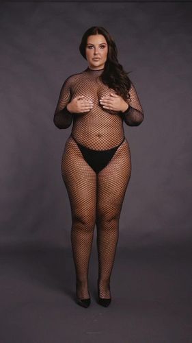 bodystocking with fishnet structure, open crotch and turtle neck. na Arena.pl