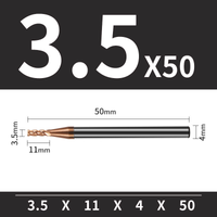 Frez TiSiN 4 ostrza Z-4 do stali nierdzewnej do 55HRC Roz. Ø3.5x11x4Dx50L