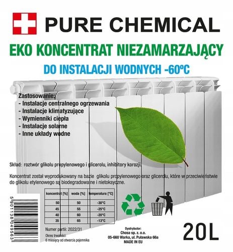 GLIKOL PROPYLENOWY KONCENTRA DO C.O EKOLOGICZNY PŁYN SOLARNY -60°C 20L na Arena.pl