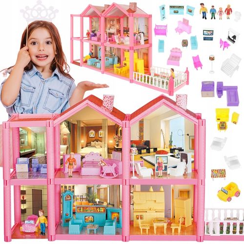 DOMEK DLA LALEK WILLA RÓZOWA MEBLE LALKI LALECZKI TARAS SAMOCHÓD DO ZABAWY na Arena.pl