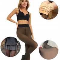 Ocieplane Rajstopy Zimowe Damskie z Futerkiem Ciepłe Termiczne M/L Czarny