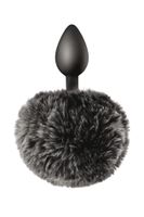 black pompom anal plug