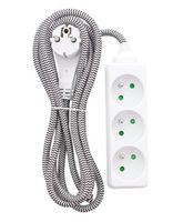 PLECIONY SZNUR PRZEDŁUŻACZ 3 GNIAZDA UZIEMIONY 2,5M OGRODOWY