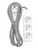 PLECIONY SZNUR PRZEDŁUŻACZ 3 GNIAZDA UZIEMIONY 2,5M OGRODOWY