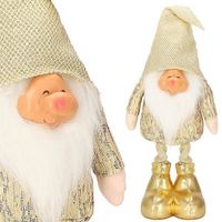 Skrzat 50cm ozdoba świąteczna, stojący krasnal świąteczny, gnom złoty