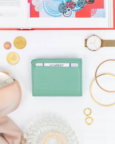 elegancki, mały portfel damski na zatrzask ze skóry naturalnej - rovicky na Arena.pl