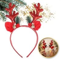 świąteczna opaska do włosów z uszkami i rogami renifer o538cze