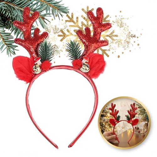 świąteczna opaska do włosów z uszkami i rogami renifer o538cze na Arena.pl