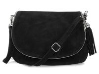 Bordowa Vera Pelle Zamszowa Torebka Skórzana Listonoszka K02