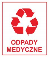 NAKLEJKA ODPADY MEDYCZNE na KOSZ SEGREGACJA ŚMIECI 15x13 cm