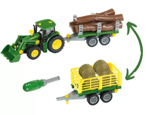 Traktor John Deere do skręcania, z dwiema przyczepami na Arena.pl