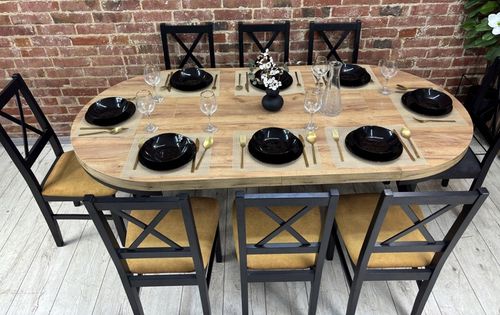 Stół okrągły 100 rozkładany do 200 cm LOFT metalowe nogi gruby blat na Arena.pl