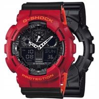 ZESTAW G-SHOCK GA-100-1A1ER CZERWONY CZARNY,CZERWONY
