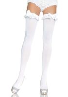 opaque thigh highs with bow white