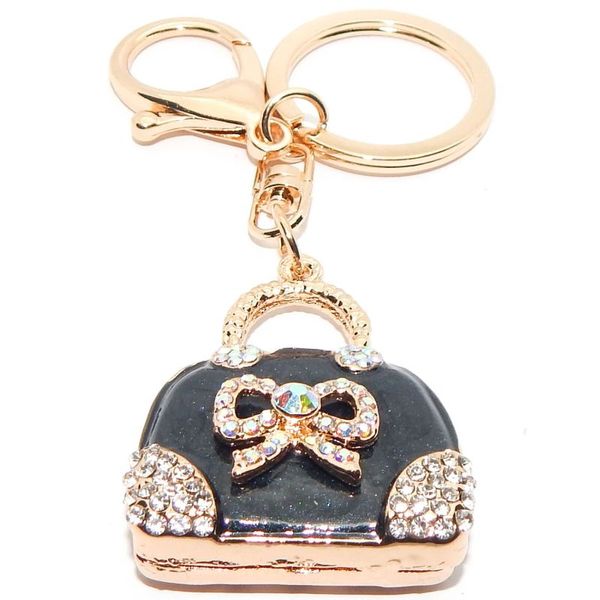 Ozdobny brelok do kluczy czarna torebka zdjęcie 1