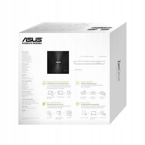 Nagrywarka DVD USB ASUS ZenDrive SDRW-08U9M-U zdjęcie 8