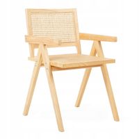 Krzesło ROTIN drewniane z naturalnym rattanem 50x55x78 cm HOMLA