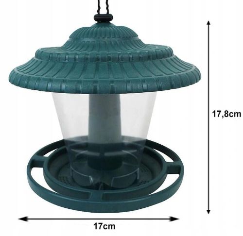 KARMNIK DLA PTAKÓW ZIMUJĄCYCH WISZĄCY BUDKA DOMEK ZIELONY + KARMA GRATIS na Arena.pl