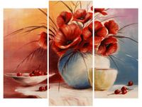 70 90CM OBRAZ 3 ELEM MAKOWA KOMPOZYCJA ŚCIENNY DRUK PŁÓTNO